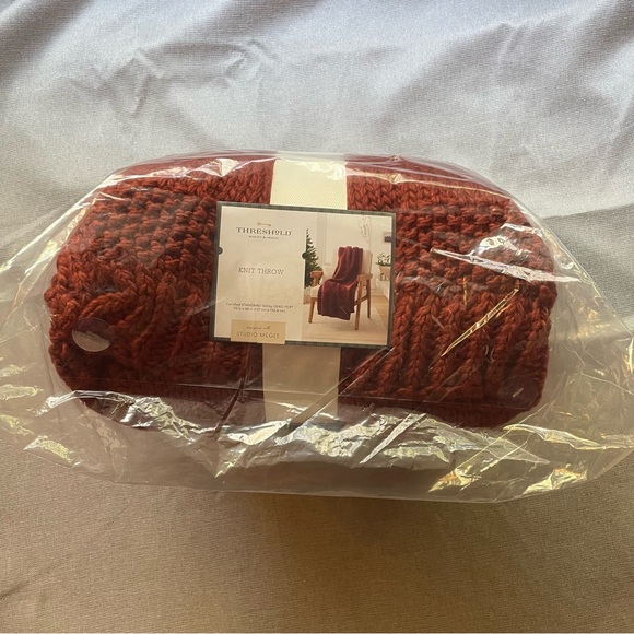 Bobble Striped Knit Throw Blanket Red - Threshold designed with Studio McGee NWT - Picture 8 of 8